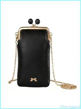 Mini Kisslock Chain Crossbody Bag Cute Leather Cell Phone Purse